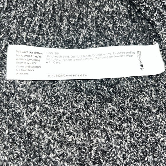 Eileen Fisher Silk Noil Stand Collar Cardigan Charcoal Medium - Picture 10 of 10